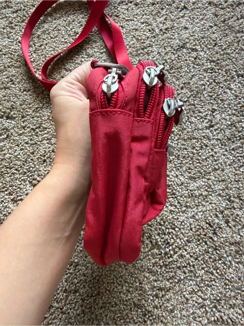 BAGGALLINI Bright Red Legacy Triple Zip Bagg Crossbody Convertible Clutch Waist